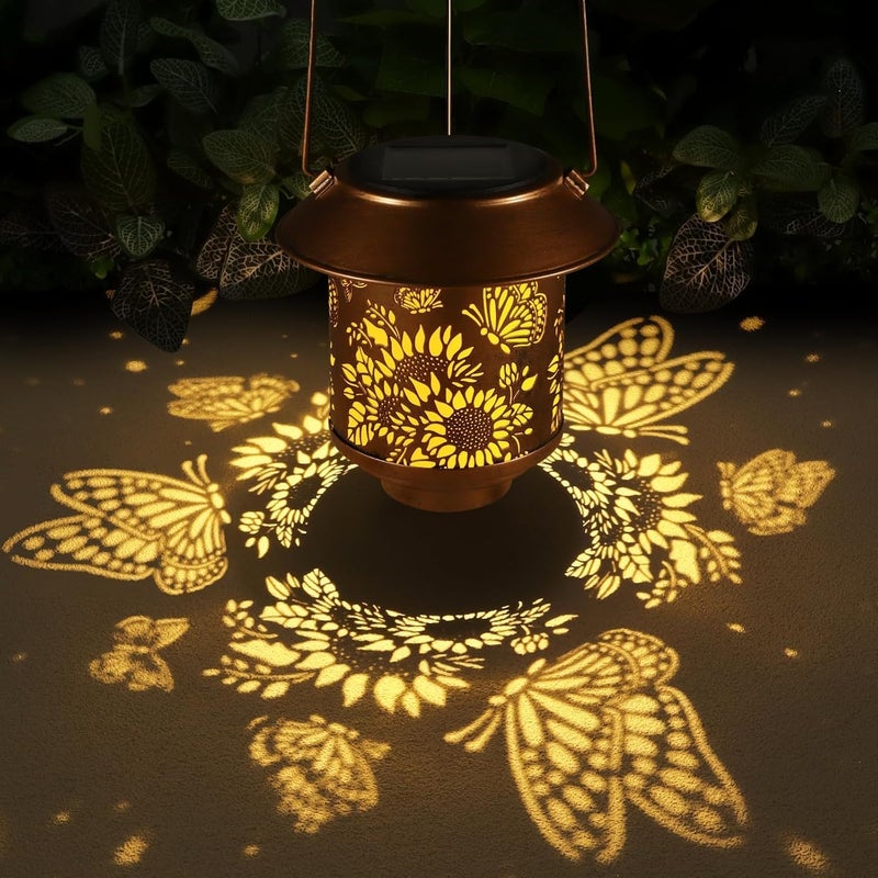 Doogarden Solar Lantern Outdoor Hanging Lights Gifts for Women Mom Metal Garden Decor Outside Waterproof LED Lanterns for Patio(Butterfly-2pack) - Image 2